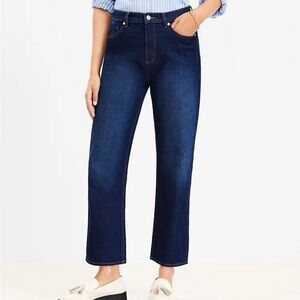 Loft The Straight High Rise Jeans Dark Indigo New